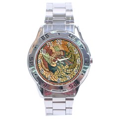 Wings Feathers Cubism Mosaic Stainless Steel Analogue Watch by Wegoenart