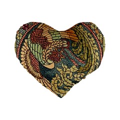 Wings Feathers Cubism Mosaic Standard 16  Premium Flano Heart Shape Cushions