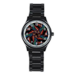 Abstract Art Pattern Stainless Steel Round Watch by Wegoenart