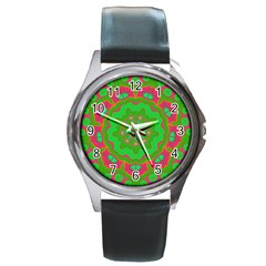 Abstract Art Abstract Background Pattern Round Metal Watch by Wegoenart