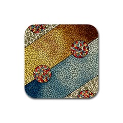 Background Cubism Circle Shape Rubber Square Coaster (4 Pack)  by Wegoenart