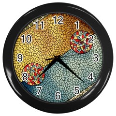 Background Cubism Circle Shape Wall Clock (black) by Wegoenart