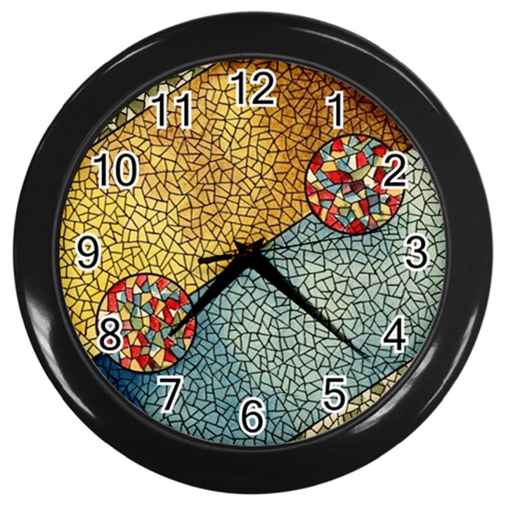 Background Cubism Circle Shape Wall Clock (Black)