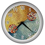 Background Cubism Circle Shape Wall Clock (Silver) Front