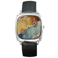 Background Cubism Circle Shape Square Metal Watch by Wegoenart