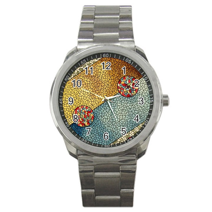 Background Cubism Circle Shape Sport Metal Watch