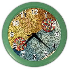 Background Cubism Circle Shape Color Wall Clock by Wegoenart