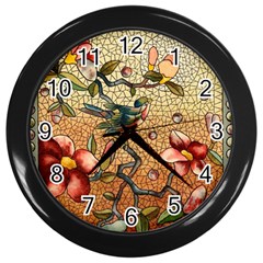 Flower Cubism Mosaic Vintage Wall Clock (black) by Wegoenart