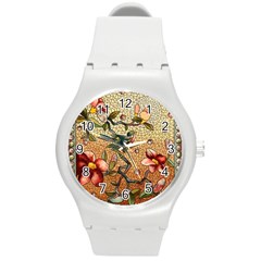 Flower Cubism Mosaic Vintage Round Plastic Sport Watch (m) by Wegoenart