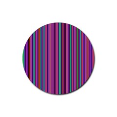 Stripes Wallpaper Texture Rubber Round Coaster (4 Pack)  by Wegoenart