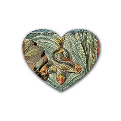 Fish Underwater Cubism Mosaic Heart Coaster (4 Pack)  by Wegoenart