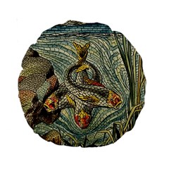 Fish Underwater Cubism Mosaic Standard 15  Premium Round Cushions by Wegoenart