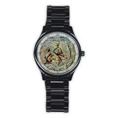 Fish Underwater Cubism Mosaic Stainless Steel Round Watch by Wegoenart