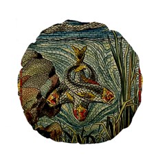 Fish Underwater Cubism Mosaic Standard 15  Premium Flano Round Cushions by Wegoenart