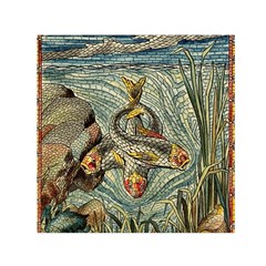 Fish Underwater Cubism Mosaic Small Satin Scarf (square) by Wegoenart