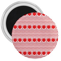 Fairisle Pattern Background Red 3  Magnets by Wegoenart