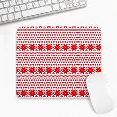 Fairisle Pattern Background Red Large Mousepads by Wegoenart