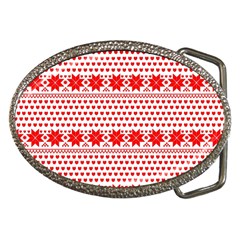 Fairisle Pattern Background Red Belt Buckles by Wegoenart