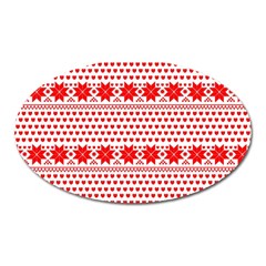 Fairisle Pattern Background Red Oval Magnet by Wegoenart