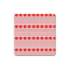 Fairisle Pattern Background Red Square Magnet by Wegoenart