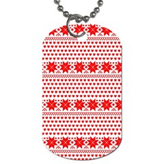 Fairisle Pattern Background Red Dog Tag (one Side) by Wegoenart