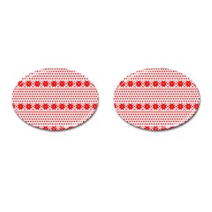 Fairisle Pattern Background Red Cufflinks (oval) by Wegoenart