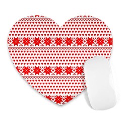 Fairisle Pattern Background Red Heart Mousepads by Wegoenart