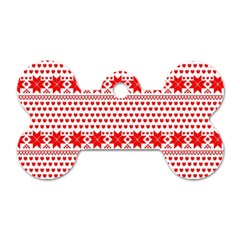 Fairisle Pattern Background Red Dog Tag Bone (one Side) by Wegoenart