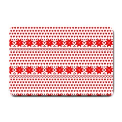 Fairisle Pattern Background Red Small Doormat  by Wegoenart