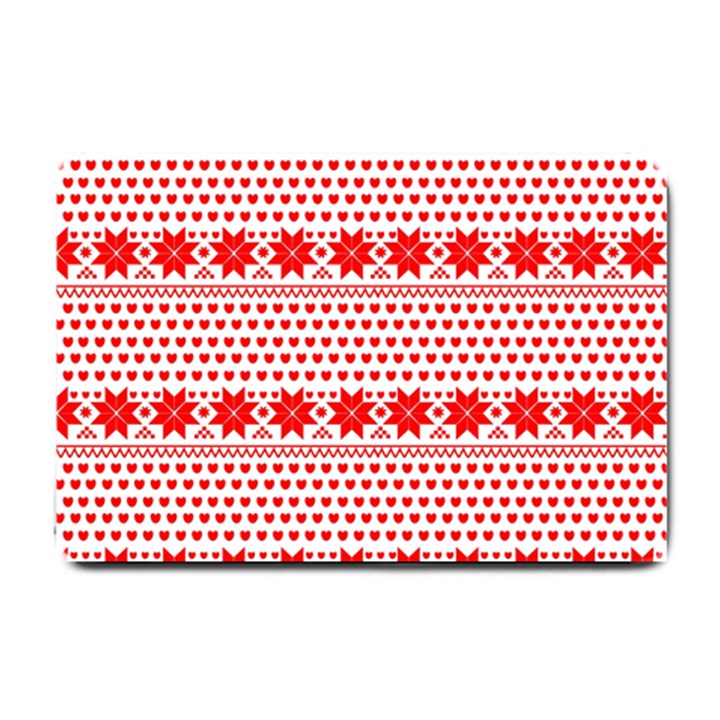 Fairisle Pattern Background Red Small Doormat 