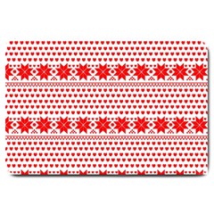 Fairisle Pattern Background Red Large Doormat  by Wegoenart