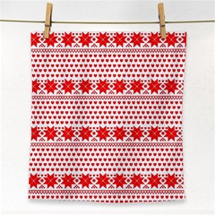 Fairisle Pattern Background Red Face Towel by Wegoenart