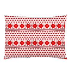 Fairisle Pattern Background Red Pillow Case by Wegoenart