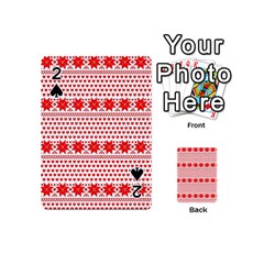 Fairisle Pattern Background Red Playing Cards 54 (mini) by Wegoenart