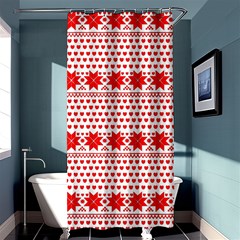 Fairisle Pattern Background Red Shower Curtain 36  X 72  (stall)  by Wegoenart