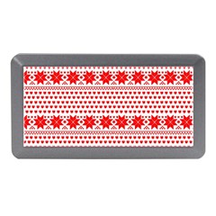 Fairisle Pattern Background Red Memory Card Reader (mini) by Wegoenart