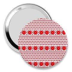 Fairisle Pattern Background Red 3  Handbag Mirrors by Wegoenart