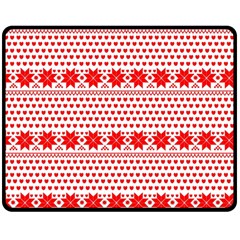 Fairisle Pattern Background Red Double Sided Fleece Blanket (medium)  by Wegoenart