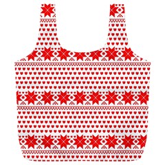 Fairisle Pattern Background Red Full Print Recycle Bag (xl) by Wegoenart