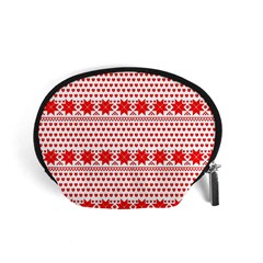 Fairisle Pattern Background Red Accessory Pouch (small) by Wegoenart