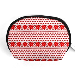 Fairisle Pattern Background Red Accessory Pouch (medium) by Wegoenart