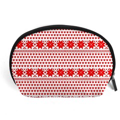 Fairisle Pattern Background Red Accessory Pouch (large) by Wegoenart