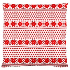 Fairisle Pattern Background Red Large Flano Cushion Case (one Side) by Wegoenart