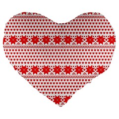 Fairisle Pattern Background Red Large 19  Premium Flano Heart Shape Cushions by Wegoenart