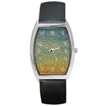 Background Cubism Mosaic Vintage Barrel Style Metal Watch Front