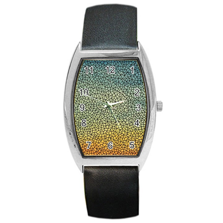 Background Cubism Mosaic Vintage Barrel Style Metal Watch