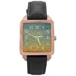 Background Cubism Mosaic Vintage Rose Gold Leather Watch  Front