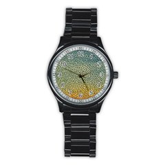 Background Cubism Mosaic Vintage Stainless Steel Round Watch by Wegoenart