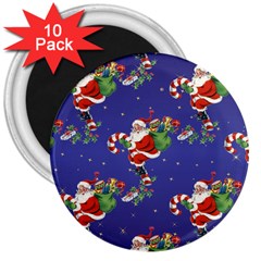 Christmas Vintage Santa Background 3  Magnets (10 Pack)  by Wegoenart