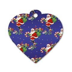 Christmas Vintage Santa Background Dog Tag Heart (one Side) by Wegoenart